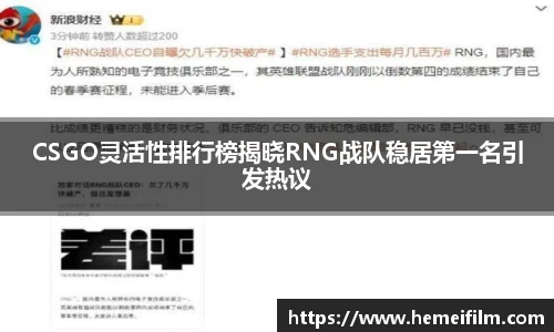 CSGO灵活性排行榜揭晓RNG战队稳居第一名引发热议