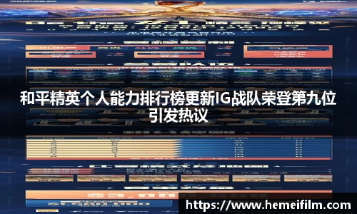 和平精英个人能力排行榜更新IG战队荣登第九位引发热议